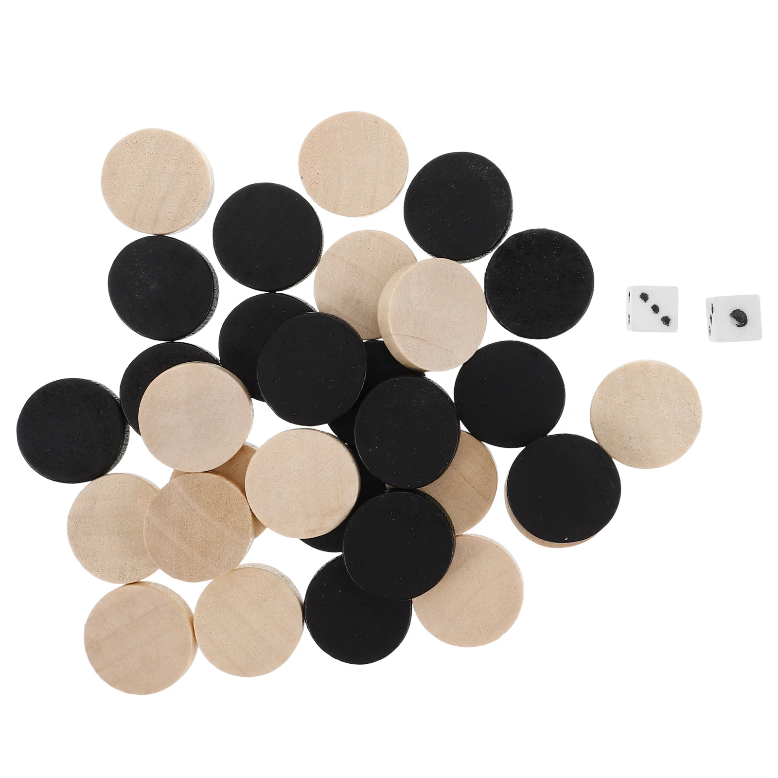 30 Pcs Wooden Chess Backgammon Game Pieces 1 9cm Diameter Round Design Replacement Checkers Stones Board for Kids
