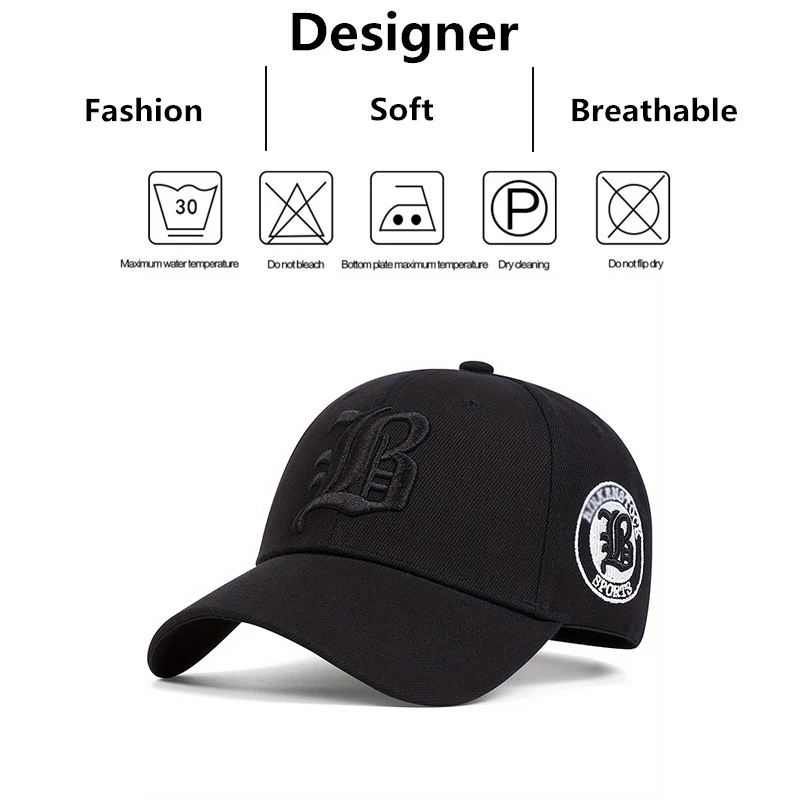 Unisex Gothic Letter FLB Embroidery Baseball Caps Spring and Autumn Outdoor Adjustable Casual Hats Sunscreen Hat