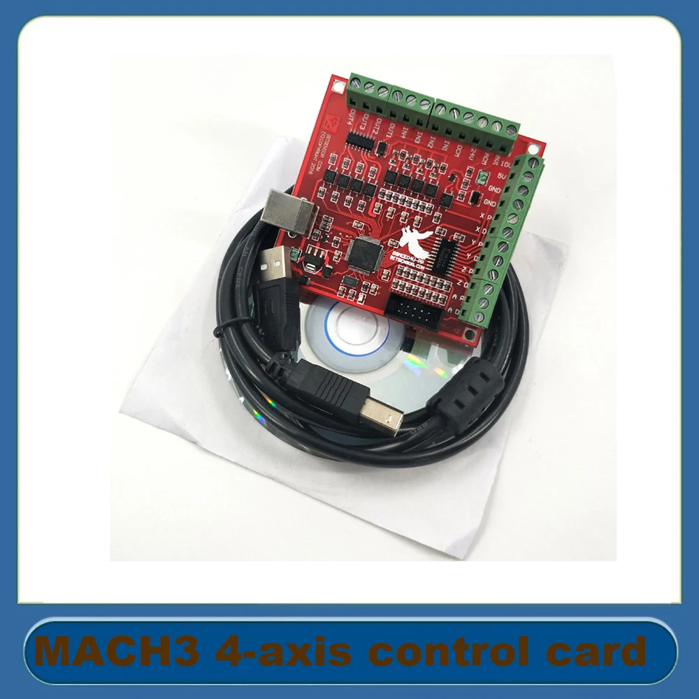 Placa de ruptura CNC USB MACH3 tarjeta controladora de 4 ejes compatible con paso a paso y servomotor 100Khz con software de Cable USB en el CD