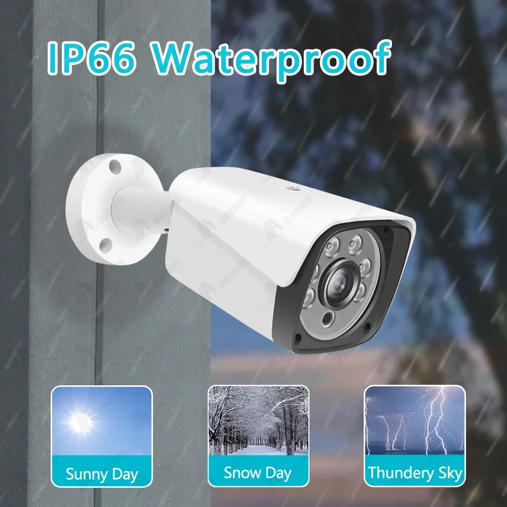 Imagem -04 - Waterproof Outdoor Security Surveillance Câmera Bullet Cctv Câmera Detecção de Movimento Smart Home Wired Cam 8mp 4k ip Rj45 H265