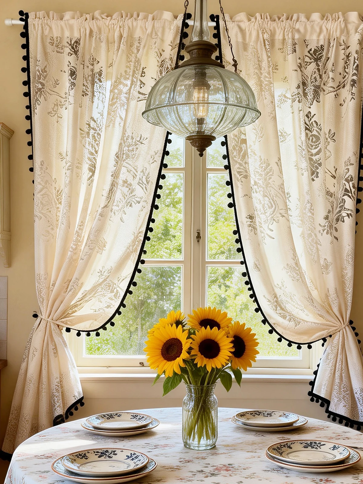 

Дверная штора с эффектом светофильтрации Parisian Dream в американском стиле с розами, для окна, не требует сверления.