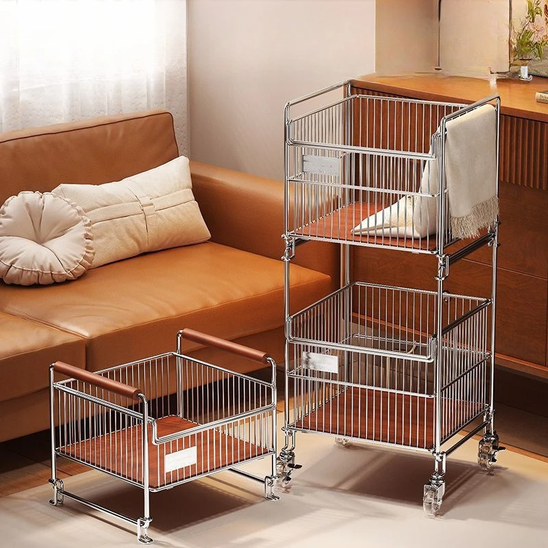 Balcony Multi-layer Clothes Storage Toilet Mobile Laundry Dirty Cart Shelf