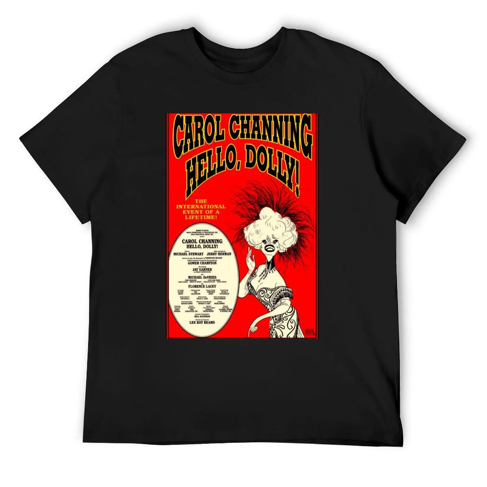 HELLO DOLLY : Vintage Carol Channing Broadway Musical Print T-Shirt graphic tee shirt cheap stuff men clothings