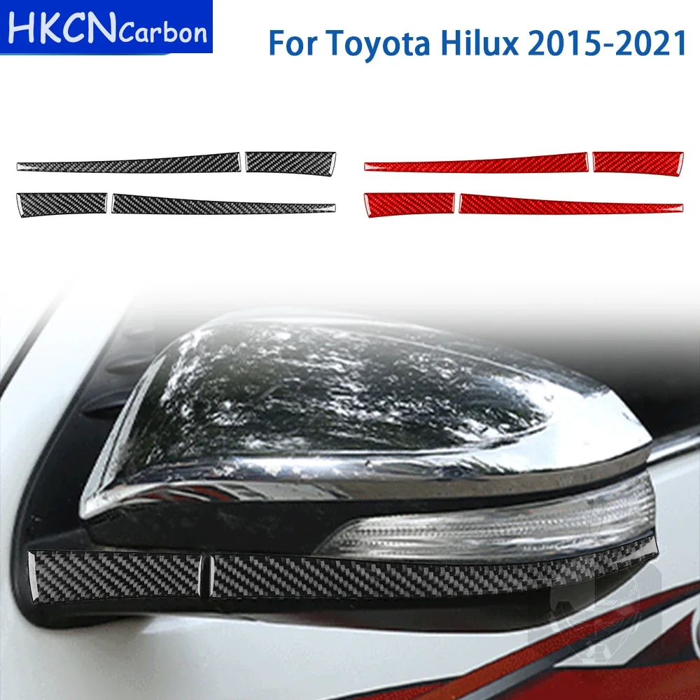 For Toyota Hilux 2015 2016 2017 2018 2019 2020 2021 Accessories Carbon Fiber Interior Car Rearview Mirror Trim Sticker