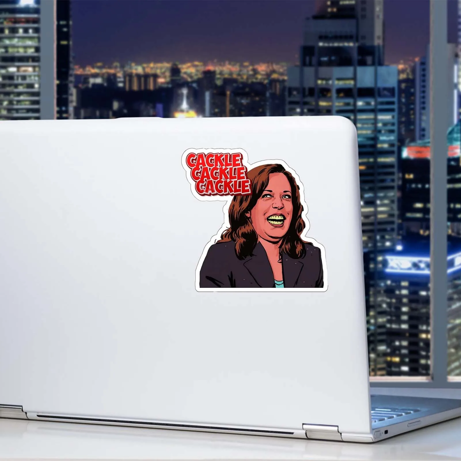 Funny Cackling Kamala Stickers Eye-Catching Kamalaharris Laptop Bumper Decal for Motorcycle Window Bumper Wall