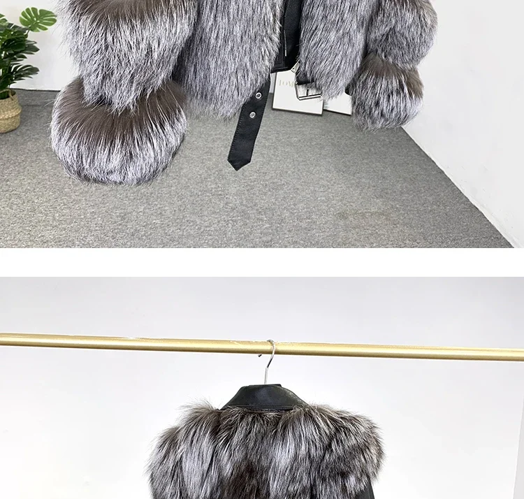 Winter New Real Fox Fur Coats With Genuine Sheepskin Leather Wholeskin Natural Fox Fur Jacket Outwear Luxury Women New