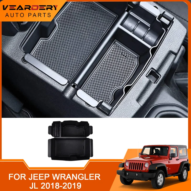 

For Jeep Wrangler JL JLU Gladiator JT Center Console Organizer Armrest Storage Box Pallet Container Holder Tray Cars 2018-2021