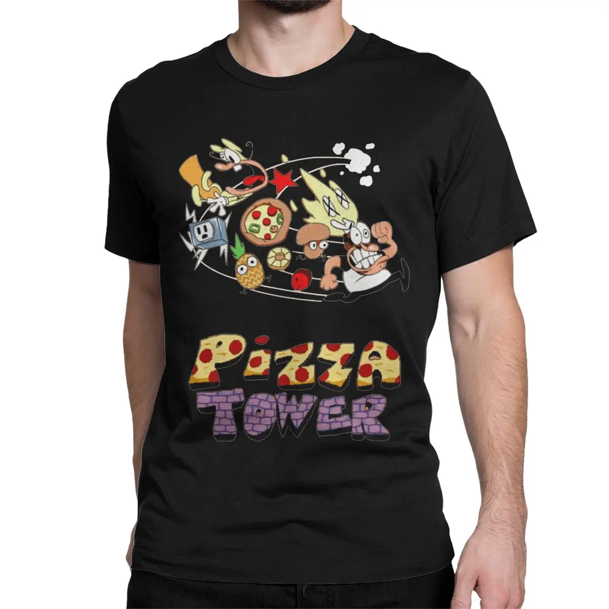 Peppino Trans Game Men Women T Shirt Pizza Tower Novelty Tee Shirt Short Sleeve Round Collar T-Shirt Cotton New Arrival Clothes