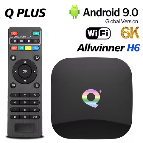 Original Q Plus Smart TV Box Android 9 6K 2.4G Wifi Allwinner H6 Media player 4GB RAM 32GB/64G ROM Set Top box