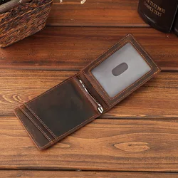 Genuine Leather Money Clip Wallet for Men Vintage Wallets Magnetic Cash Money Clips 4 Card Slots Purse