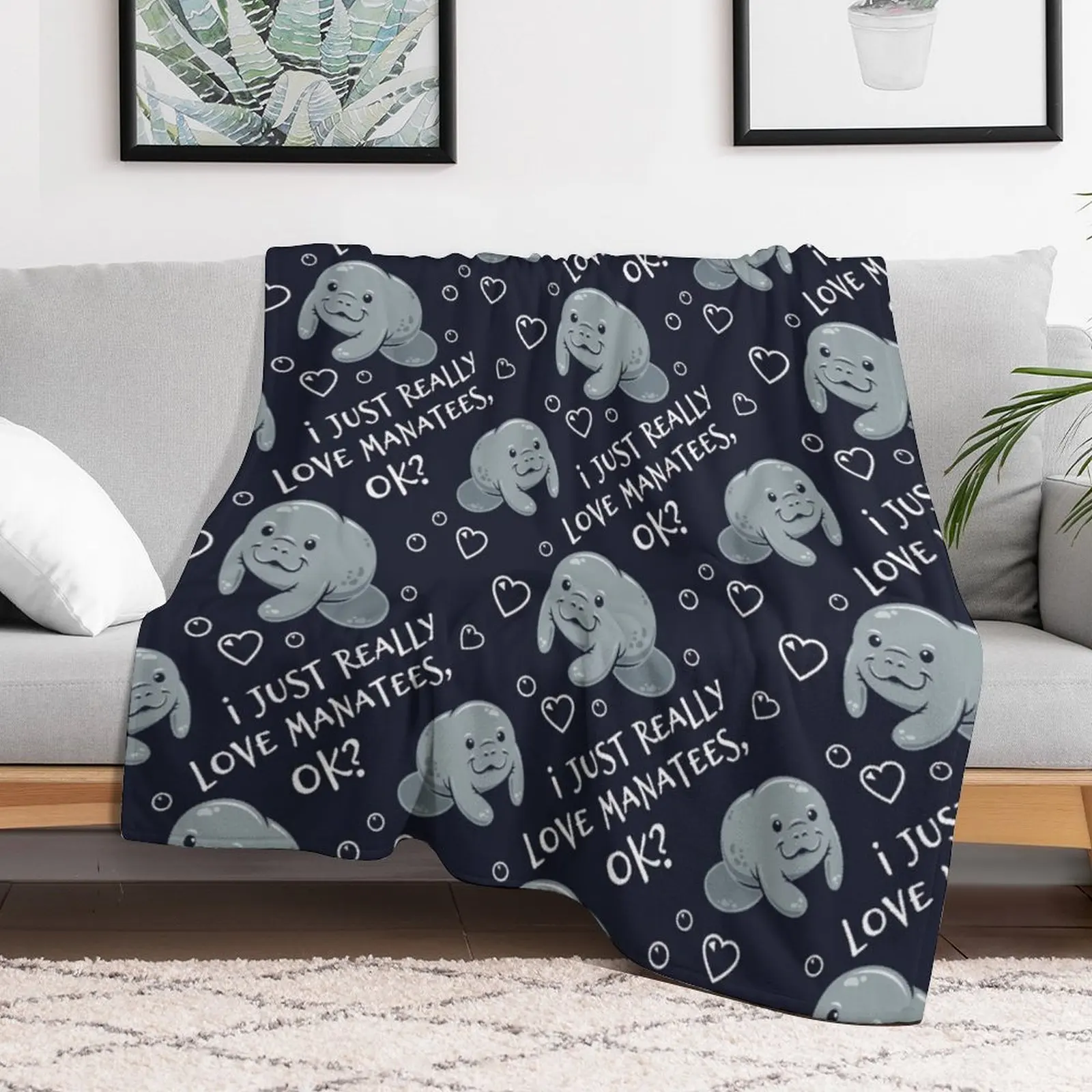 I Just Really Love Manatees, OK? Throw Blanket Hair Nap Fashion Sofas Blankets