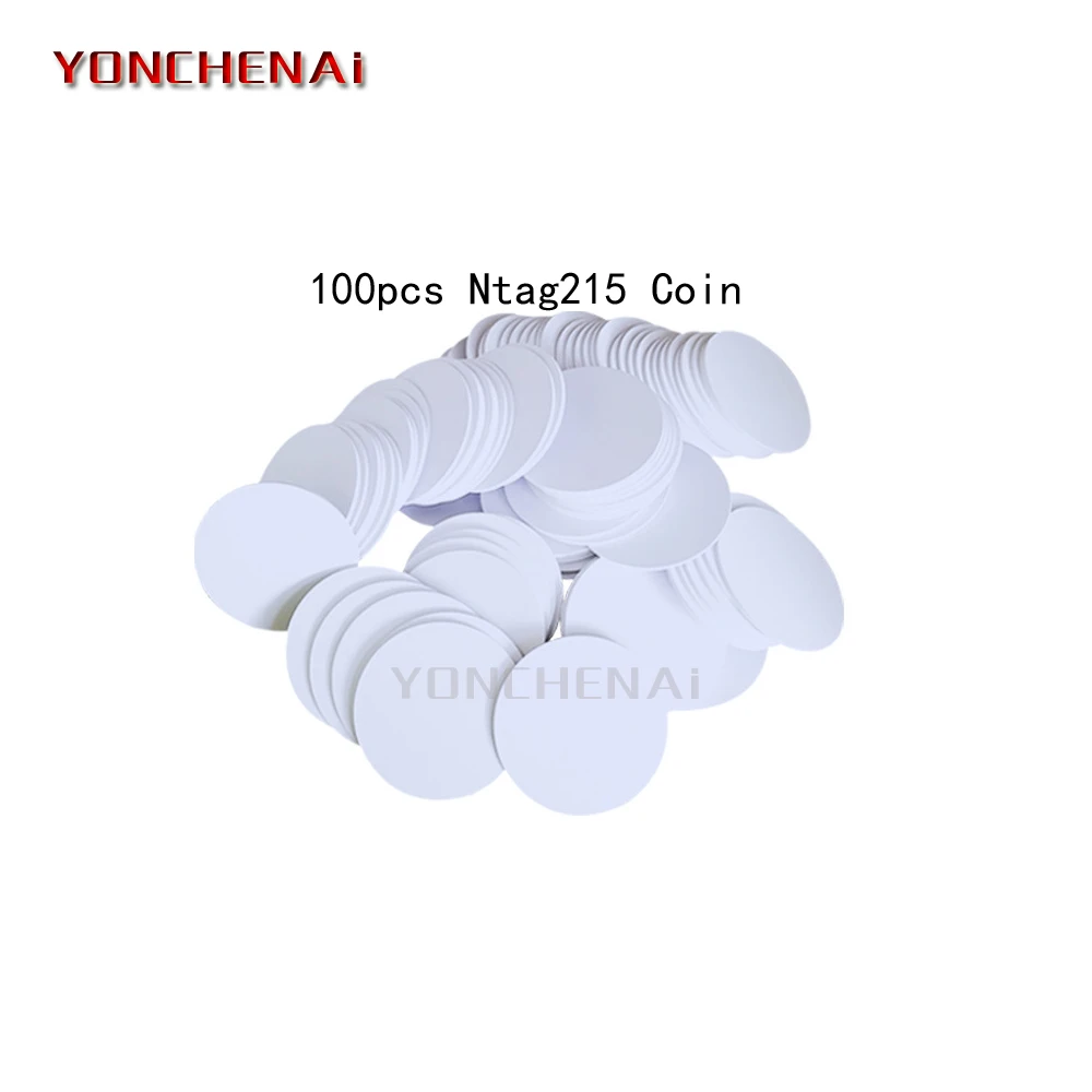 

100pcs/lot 13.56MHz Ntag215 Coins Cards 504 Bytes ISO/IEC14443 A 25mm Waterproof NFC Coin Tag