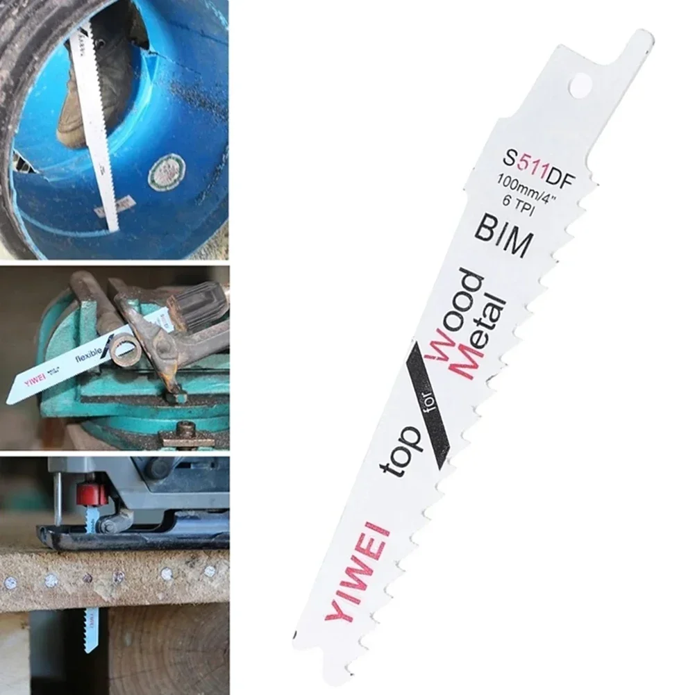 5 pezzi S511DF lama per sega alternativa BIM 100mm lama per seghetto alternativo gambo da 1/2 pollice per tavola di legno plastica metallo taglio strumenti per la lavorazione del legno