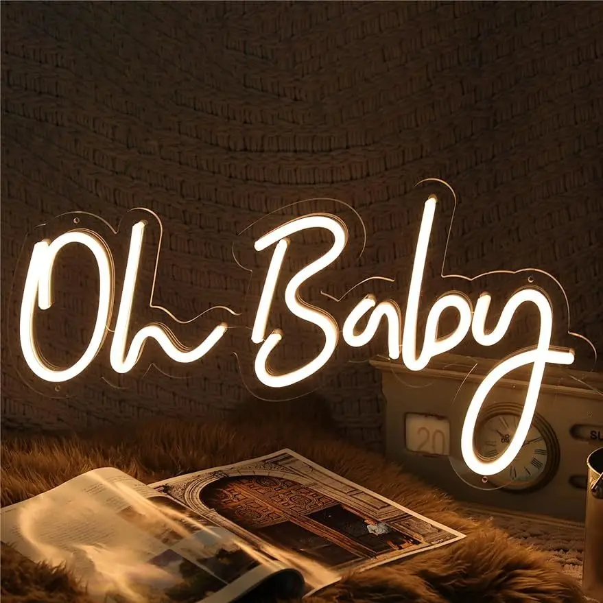 Oh Baby Neon Sign LED Marquee Light USB Operated Nursery Decor for Baby Room Wedding Birthday Party Bedroom Gift Home Wall Art