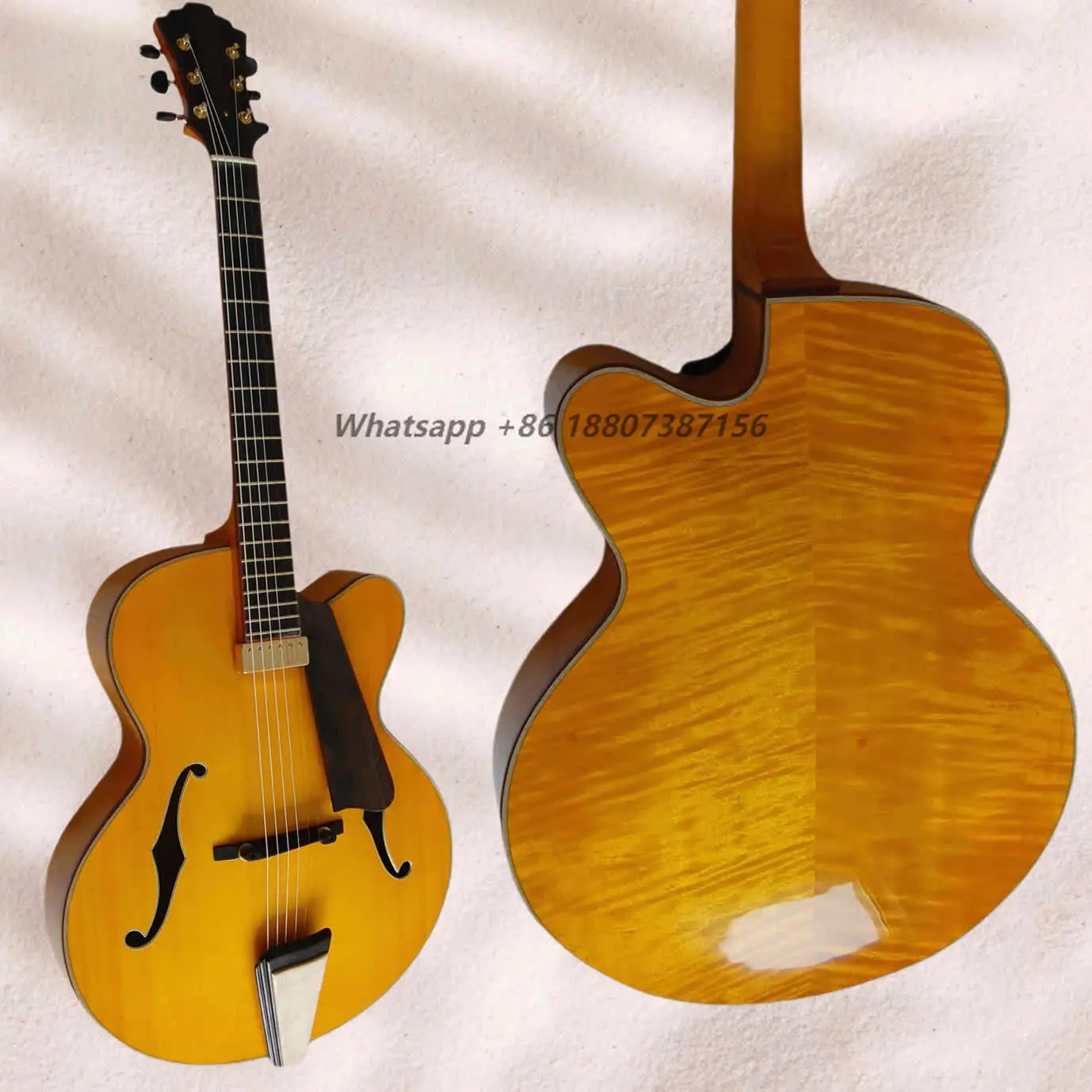 

Yunzhi Handcraft Performance Series Jazz Flamed Maple Electric Archtop Sunburst Cutaway Guitar Ebony Fingerboard Spruce Material