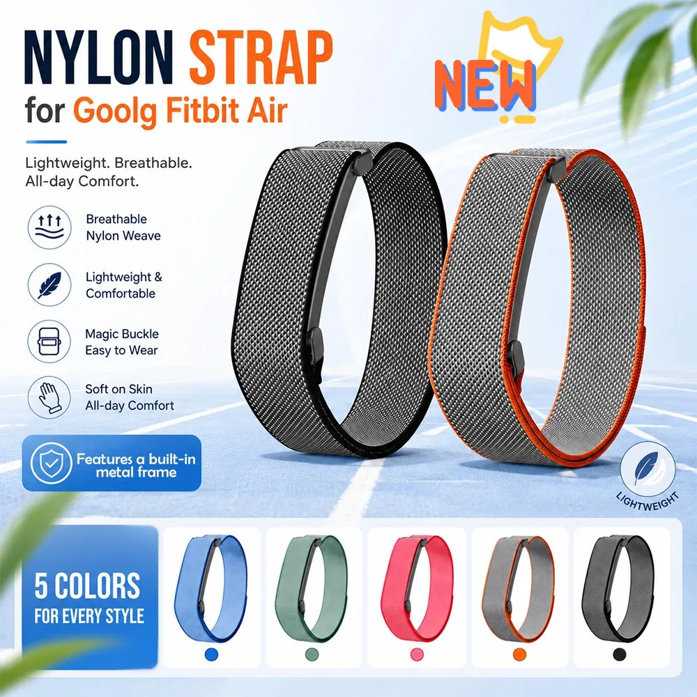 2 Stück Original-Nylonbänder für Google Fitbit Air Uhrenarmbänder Fitness-Tracker Sport-Ersatzband für Google Fitbit Air Band