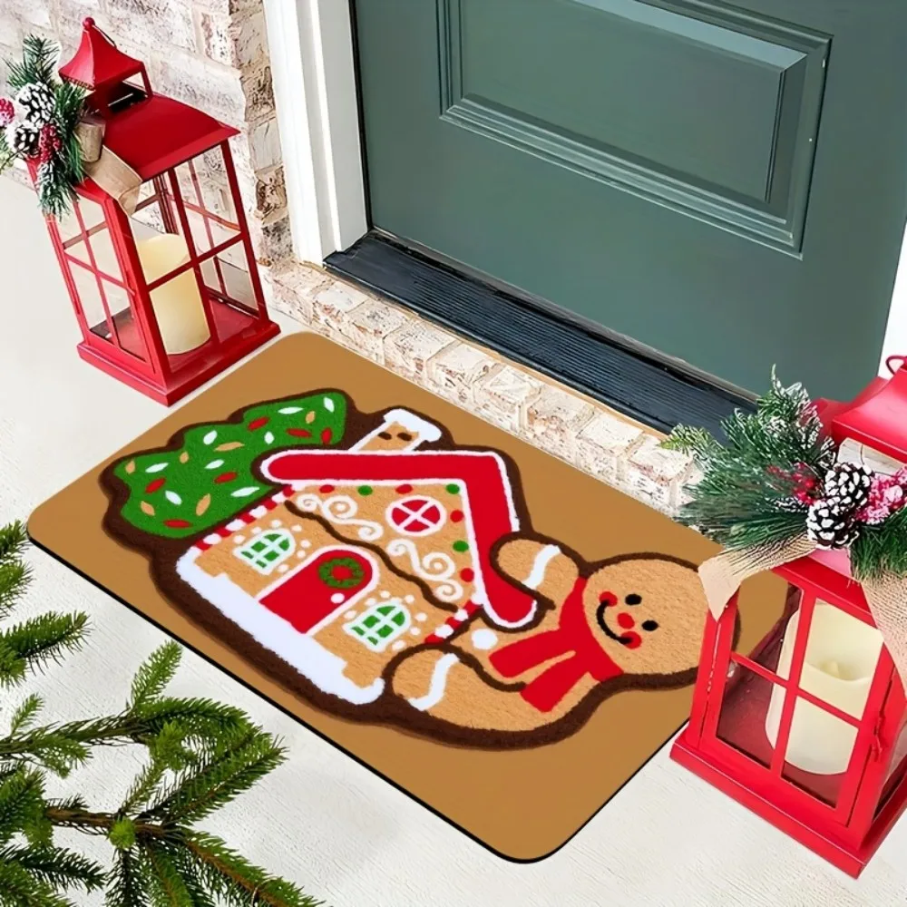 VIKAMA Christmas Gingerbread Man House Rug Bedroom, Living Room, Hallway Entrance Mat Soft Comfortable Rug Home Decor