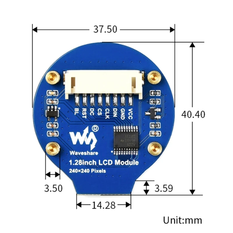 Waveshare 1.28 Inch Circular Display LCD Screen Module 240X240 Pixels SPI Communication LCD Expansion Board