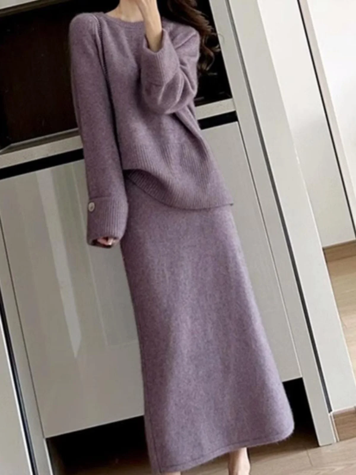 Modny dwuczęściowy zestaw z spódnicą w stylu chińskim dla kobiet Ele Ladylike Autumn Winter High-end Name Lady Trendy