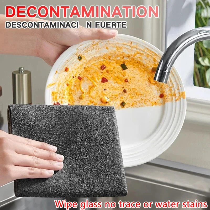 5Pcs Thickened Magic Cleaning Cloth Microfiber Glass Mirror Clean Towel No Water Stains Left Lint-free Kitchen Cleaning Rags