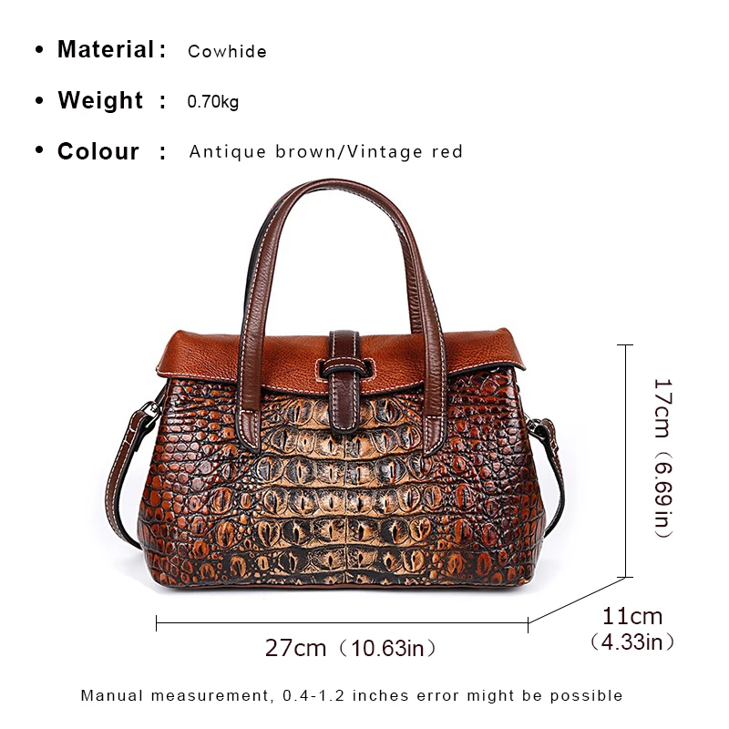 Genuine leather women\'s handbag, luxury crocodile handbag, mobile phone bag, premium design sense cowhide lady\'s shoulder bag, c