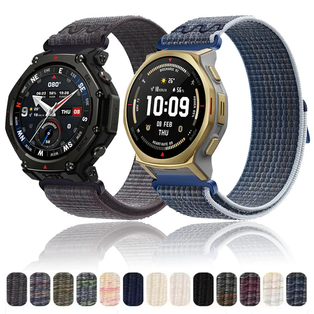 

Нейлоновый плетеный ремешок 20 мм 22 мм для Amazfit T-Rex3 Pro 44/48 мм, браслет для Amazfit Bip 6 Balance 2 Helio Active 2-2, квадратный ремешок