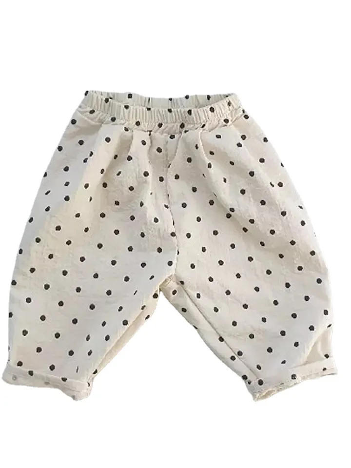 2023 frühjahr Neue Baby Lose Denim Hosen Mode Infant Mädchen Dot Print Hosen Nette Kleinkind Jungen Jean Hosen Baby Kleidung