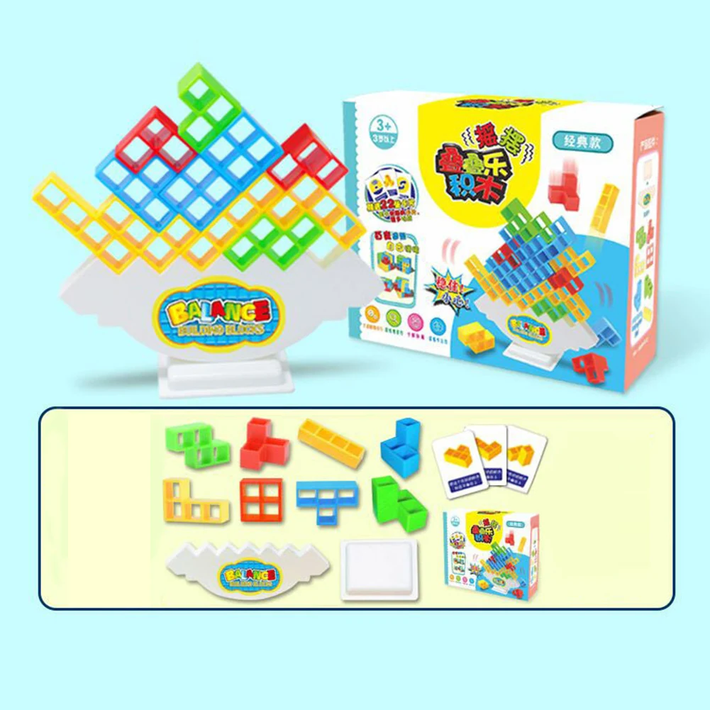 16-48Pcs Children's Building Block Toy Interactive Games Swing Russian Building Blocks Stack Kid Desktop Puzzle Assembly Toy