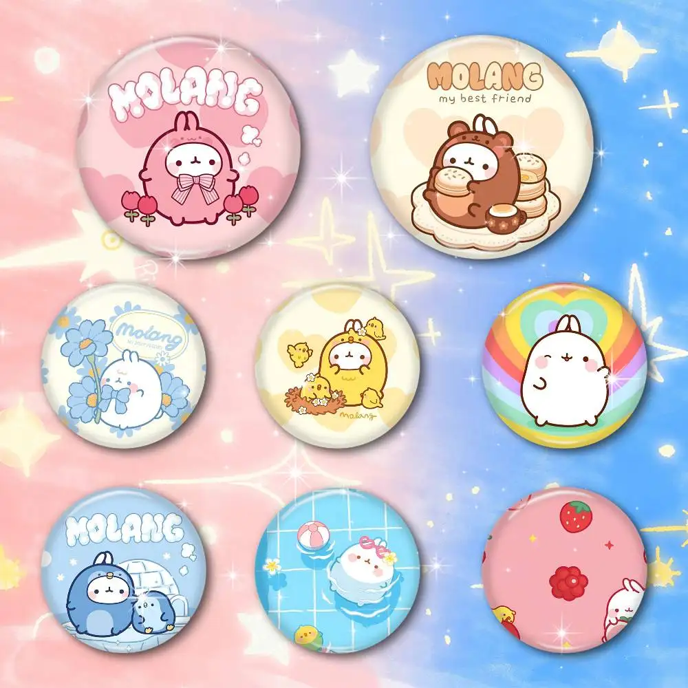 Cartoon M-MolangS Niedliche Runde Snap-in Broschen Rockband Anstecknadeln Abzeichen Fan-Kollektion Accessoires Schmuck Handgemachte Geschenke