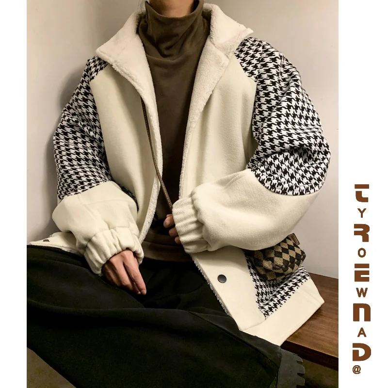 

Thiened Warmth Men's Autumn Winter Tweed Jaet Stand Fit Long Sve Button Decorated Youthful ular Outerwear Coat