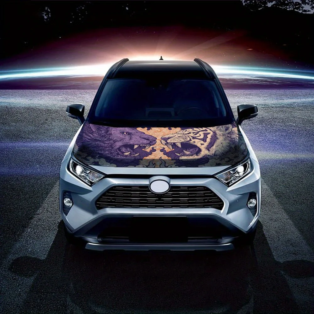 ملصق غطاء محرك السيارة باللون الأرجواني والبرتقالي، ملصق فني تلقائي، ديكور يلتف الفينيل الخارجي للسيارة، هدية لمحبي السيارات، U #3