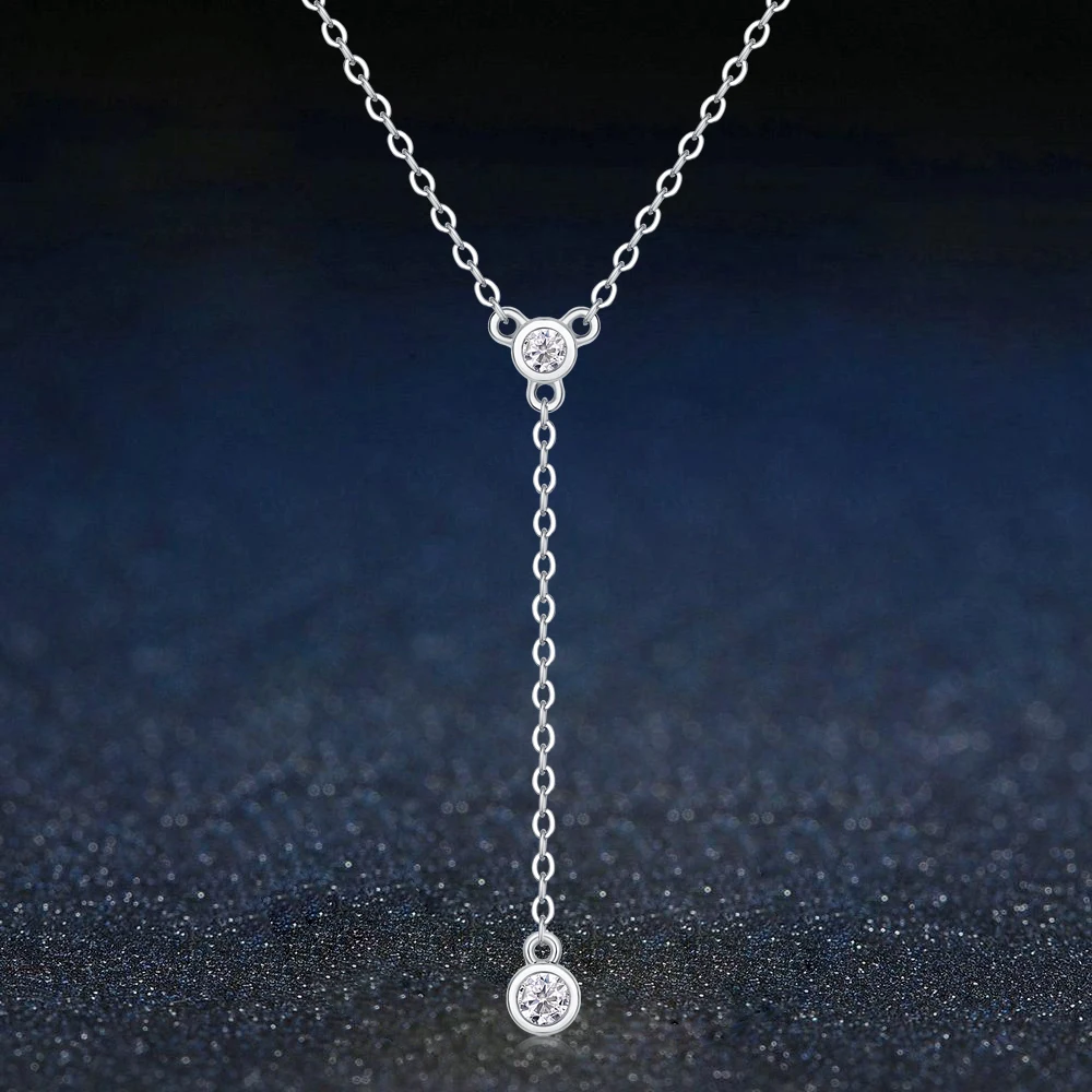 

Moissanite Necklace for Women 100% 925 Sterling Silver Chain Excellent Cut D Color Diamond Pendant Classic Fine jewelry Gif