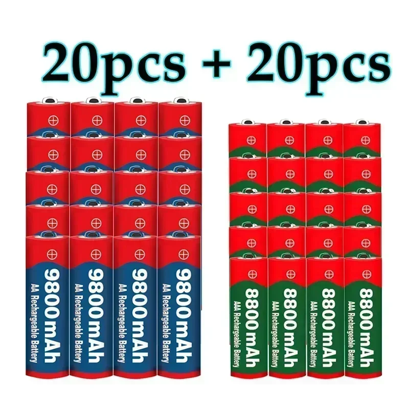 2022 New 1.5V AA 9800 mAh+1.5V AAA 8800 mAh Alkaline1.5V Rechargeable Battery For Clock Toys Camera battery