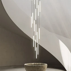 Modern Chandelier Led Living Room Lamp Minimalist Cylindrical Attic Lamps Indoor Lighting Kitchen Spiral Staircase Chandelier