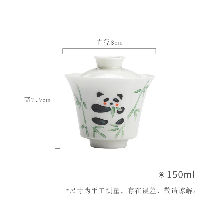 Hand-painted Panda Gaiwan Fu Republic of China Style Kung Fu Set Tea Underglaze Color Household Bowl