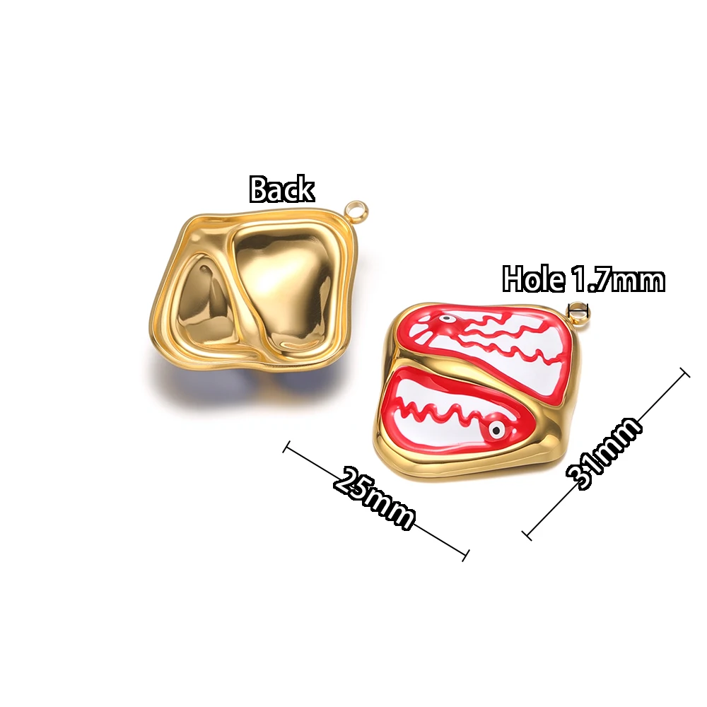 3 Stück Edelstahl-Charms mit schwarzer Emaille und Donnerschlag-Augen für DIY-Schmuckherstellung, lustige Halsketten-Anhänger, Armbänder, Ohrringe. – Detail 3
