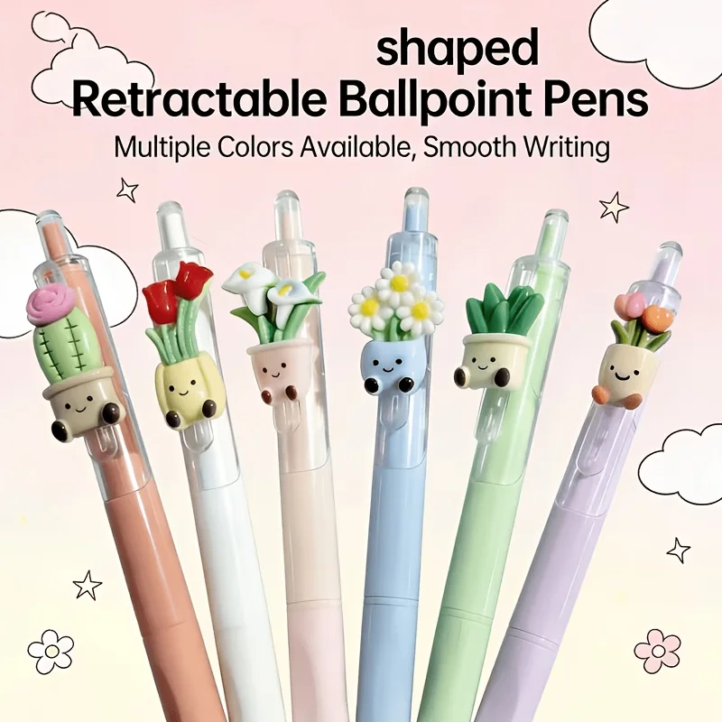 10pcs Adorable Plant-Themed Gel Pens and Refills,Retractable Click-Type Ballpoint Pens Quick-Dry Pens,Office Writing Supplies.