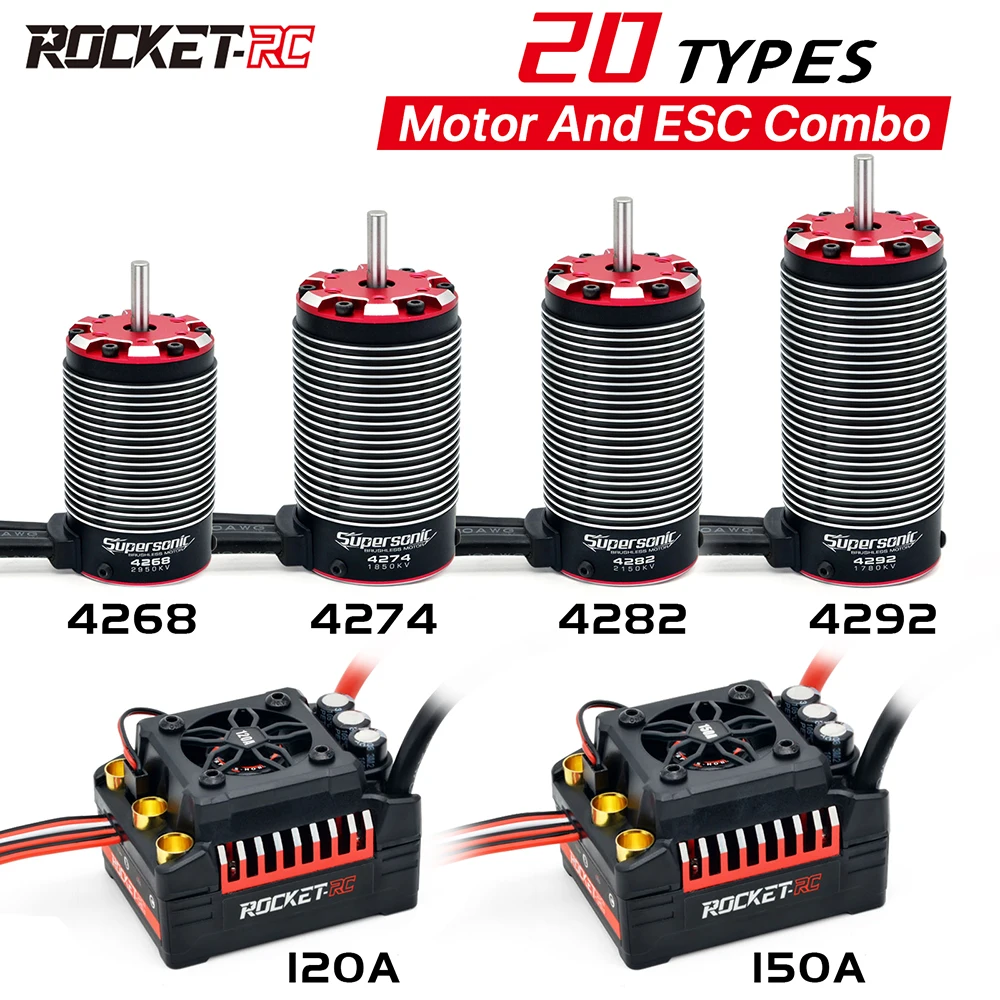 

Surpass Hobby Motor Rocket-RC Brushless and ESC Combo 4268 4274 4282 4292 160A 130A for 1/8 1/7 RC Car Truck Traxxas Wltoys HSP