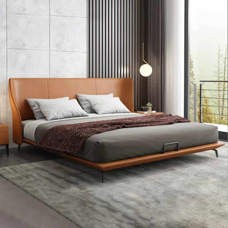 

King Designer Double Bed Frame Modern Modular Wood Headboard Frame Bed Girl Sleeping Letti Matrimoniali Furniture For Bedroom