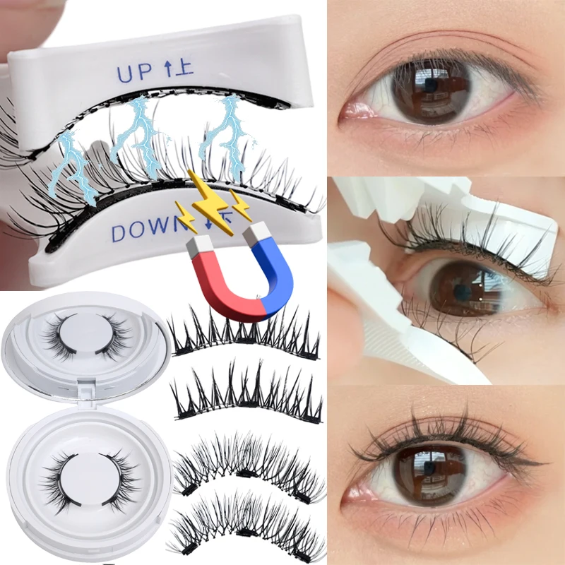 3D Magnetic Eyelashes Kit Natural Wispy False Lashes Reusable Magnetic Eyelashes Waterproof Lash Extension with Lashes Tweezers