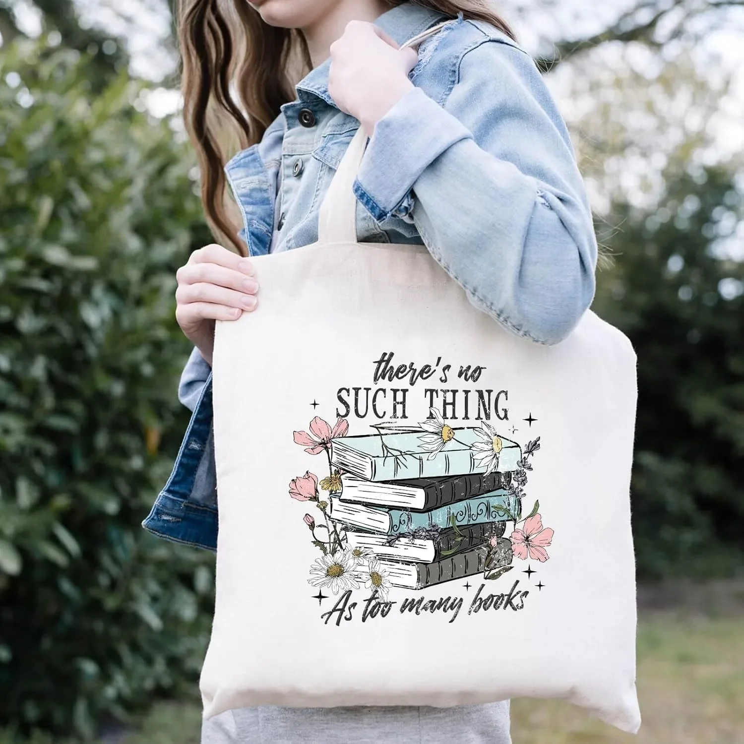 Book Lovers Gifts Cute Cat Canvas Tote Bag Interior Pocket Women Bookish Gifts Reusable Tote Bag Female Shoulder Bag