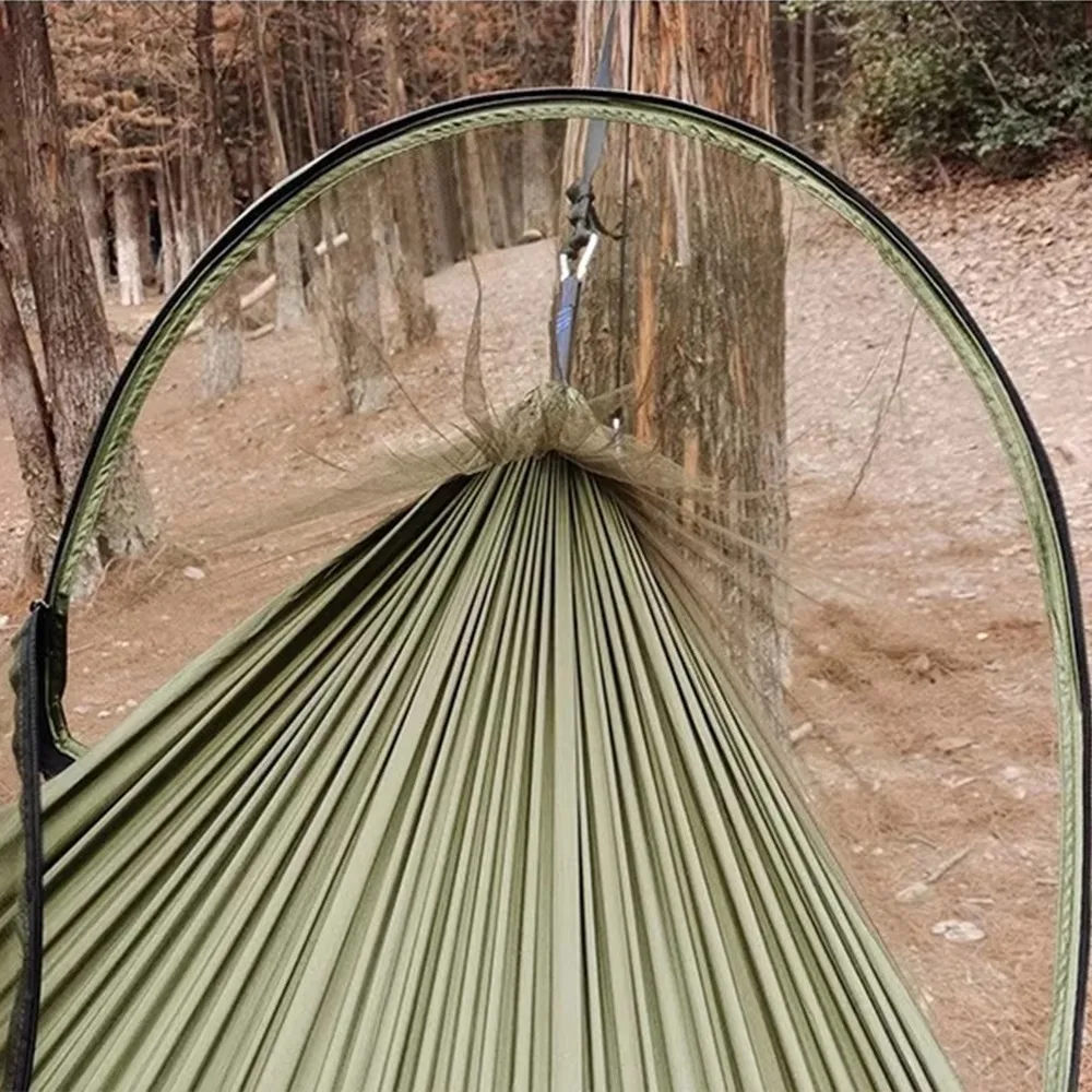 Outdoor Camping Hammock with Mosquito Net Lightweight Hanging Hammocks High Strength Parachute Fabric Hanging Bed Net 250x120cm