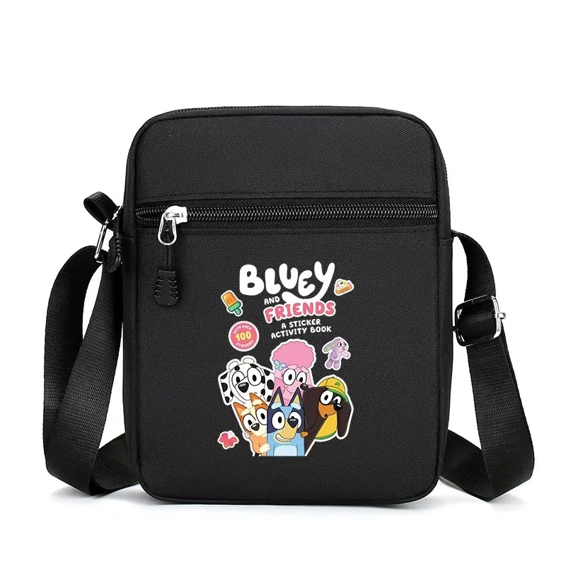 Bluey Shoulder Bag Black Mobile Phone Bags Cool Waist Pack for Men Boy Girl Crossbody Bag Waterproof Canvas Fashion Square Pouch