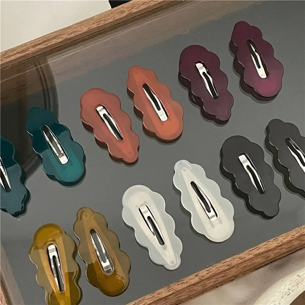 Cute Hollow Wave Cloud Hair Clip Jelly Color Headwear BB Clip Geometric Small Hair Clip Flower Hairpin Streetwear