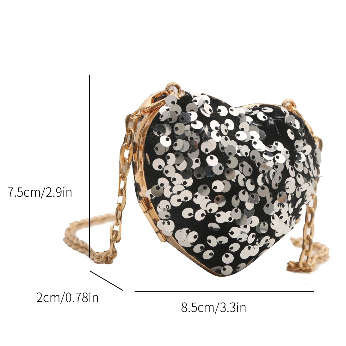 Super Mini Crossbody Bag Women Luxury Gold Silver Sequined Evening Purse Cute Heart Love Handbag Lipstick Pack Headphone Bags