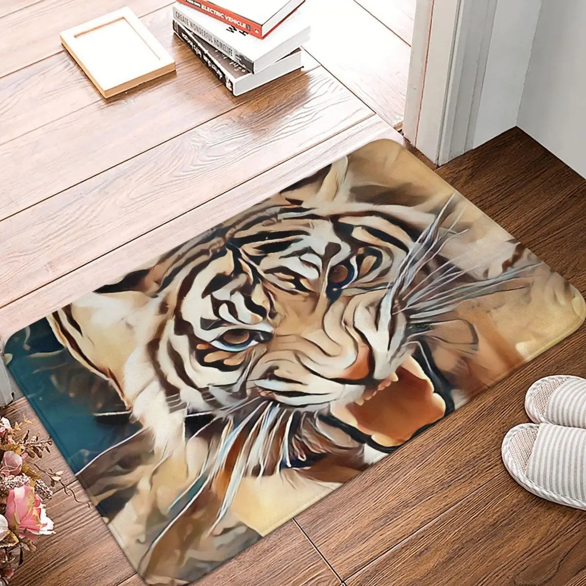 

Tiger Animal Lover Bath Non-Slip Carpet Art Design Bedroom Mat Welcome Doormat Floor Decor Rug