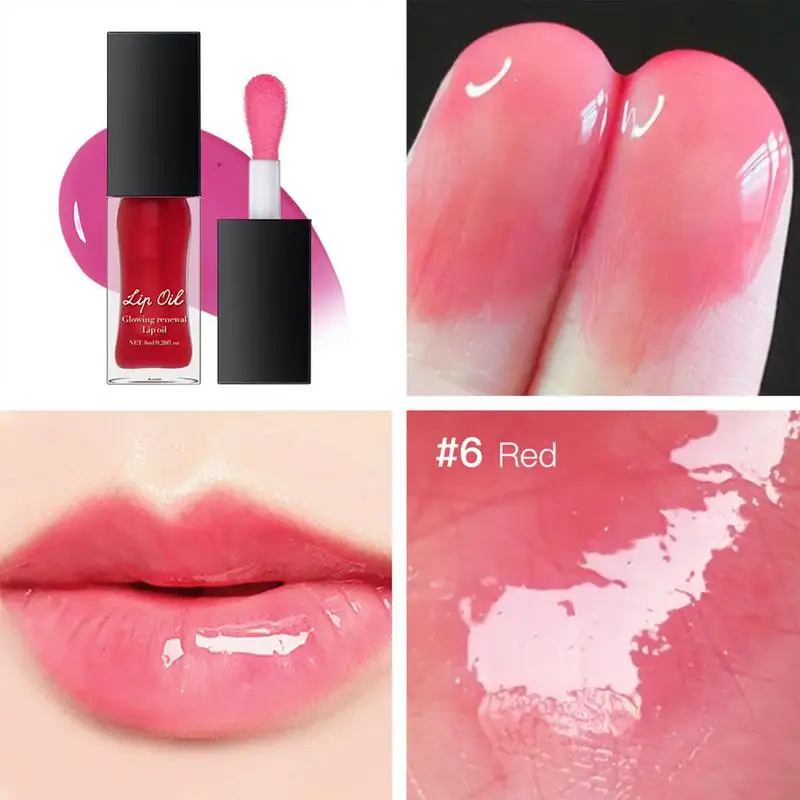 Óleo hidratante para lábios, Revestimento para batom, Soro para lábios tingido, Tratamento para gloss labial, 7 cores, 8ml