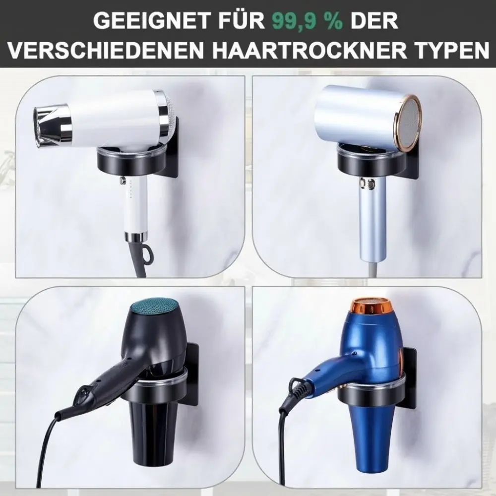 Soporte para Secador de Pelo Sin Perforaciones, Impermeable, Multifuncional, con Fuerte Adhesión, Soporte de Pared para Secador de Pelo