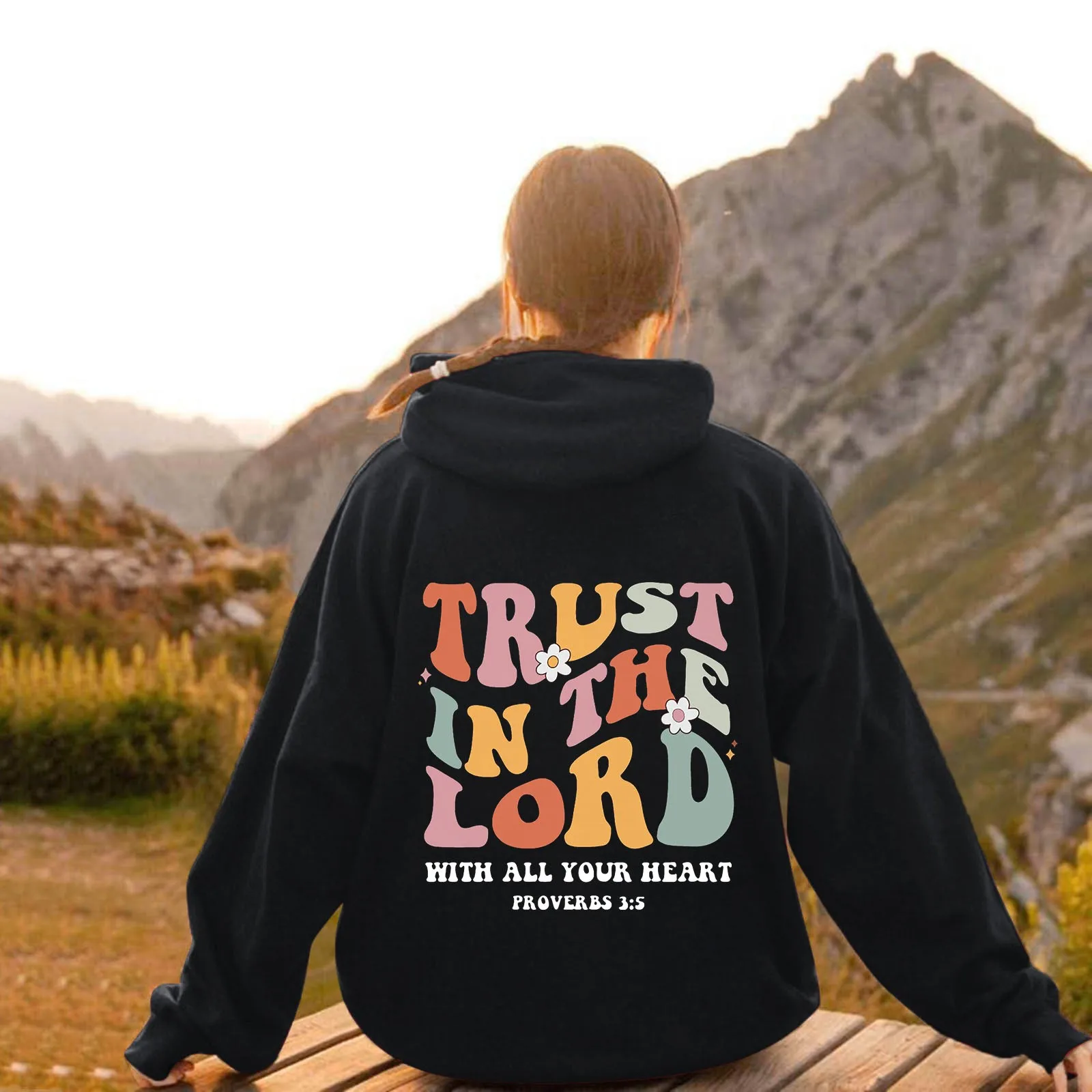 Y 2K Kleding Vertrouwen In De Lord Sweatshirts Regenbooglettertypen Met Lange Mouwen Klassieke Hoodies Met Capuchon, Eenvoudige, Veelzijdige Hoodie