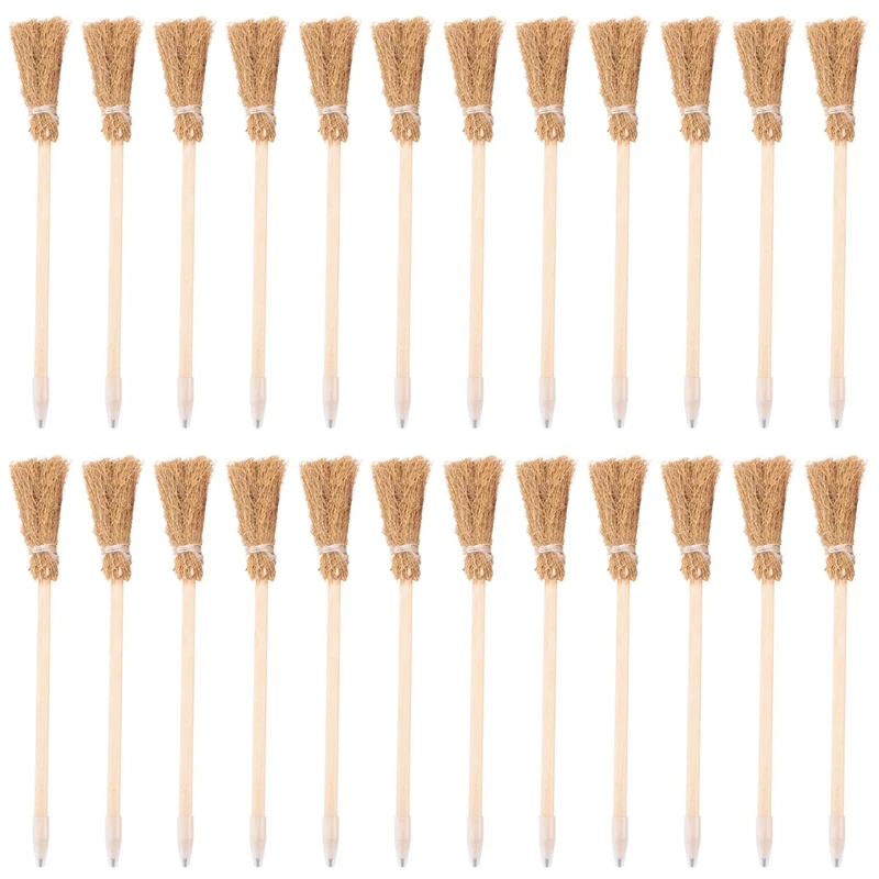 24 Pcs Witch Broom Pencils For Halloween Broomstick Ballpoint Pencils Halloween Party Favors Witch Broom Prop Writing